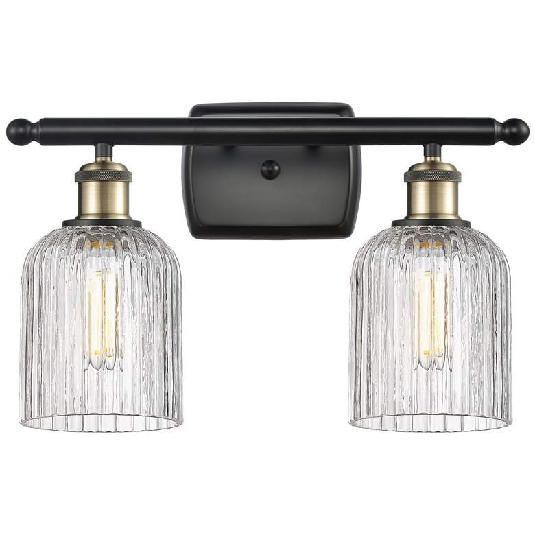 Image 1 Ballston Bridal Veil 15"W 2 Light Black Brass Bath Light w/ Clear Shad