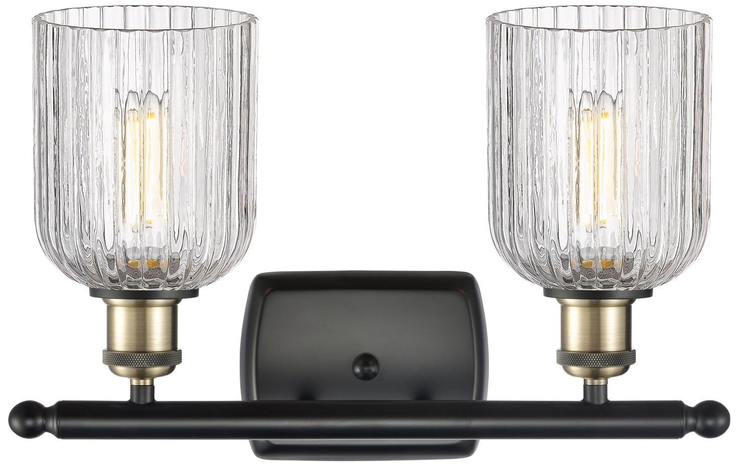 Image 2 Ballston Bridal Veil 15"W 2 Light Black Brass Bath Light w/ Clear Shad more views