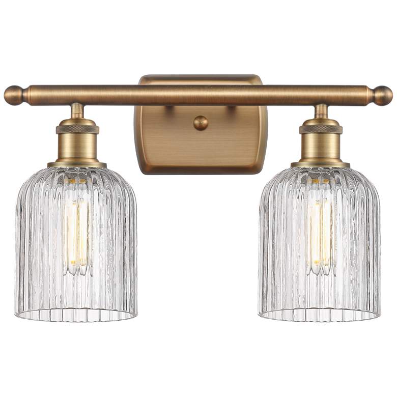 Image 1 Ballston Bridal Veil 15"W 2 Light Brushed Brass Bath Light w/ Clear Sh