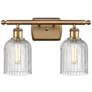 Ballston Bridal Veil 15"W 2 Light Brushed Brass Bath Light w/ Clear Sh