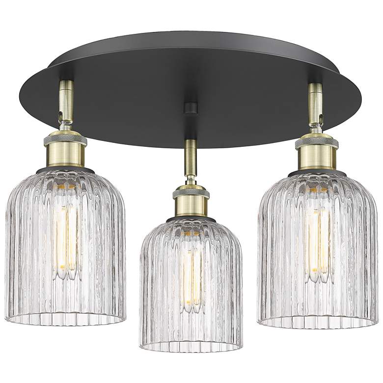 Image 1 Ballston Bridal Veil 16.75"W 3-Light Black Brass Flush Mount w/ Clear