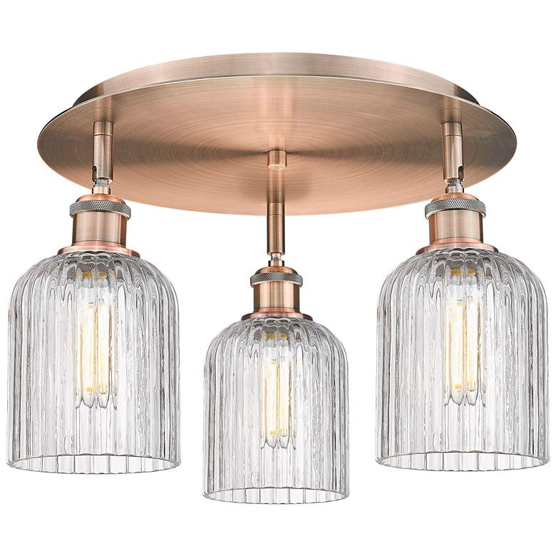 Image 1 Ballston Bridal Veil 16.75"W 3-Light Copper Flush Mount w/ Clear Shade