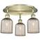 Ballston Bridal Veil 17" 3 Light Flush Mount Antique Brass w/ Mercury Shade
