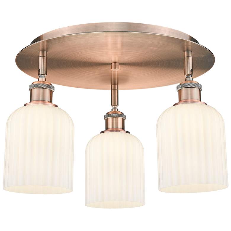 Image 1 Ballston Bridal Veil 17" 3 Light Flush Mount Antique Copper w/ White Shade