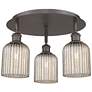 Ballston Bridal Veil 17" 3 Light Flush Mount Bronze w/ Mercury Shade