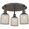Ballston Bridal Veil 17" 3 Light Flush Mount Bronze w/ Mercury Shade