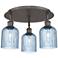 Ballston Bridal Veil 17" 3 Light Flush Mount Bronze w/ Princess Blue Shade