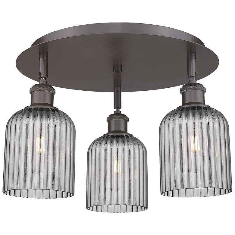 Image 1 Ballston Bridal Veil 17" 3 Light Flush Mount Bronze w/ Smoke Shade