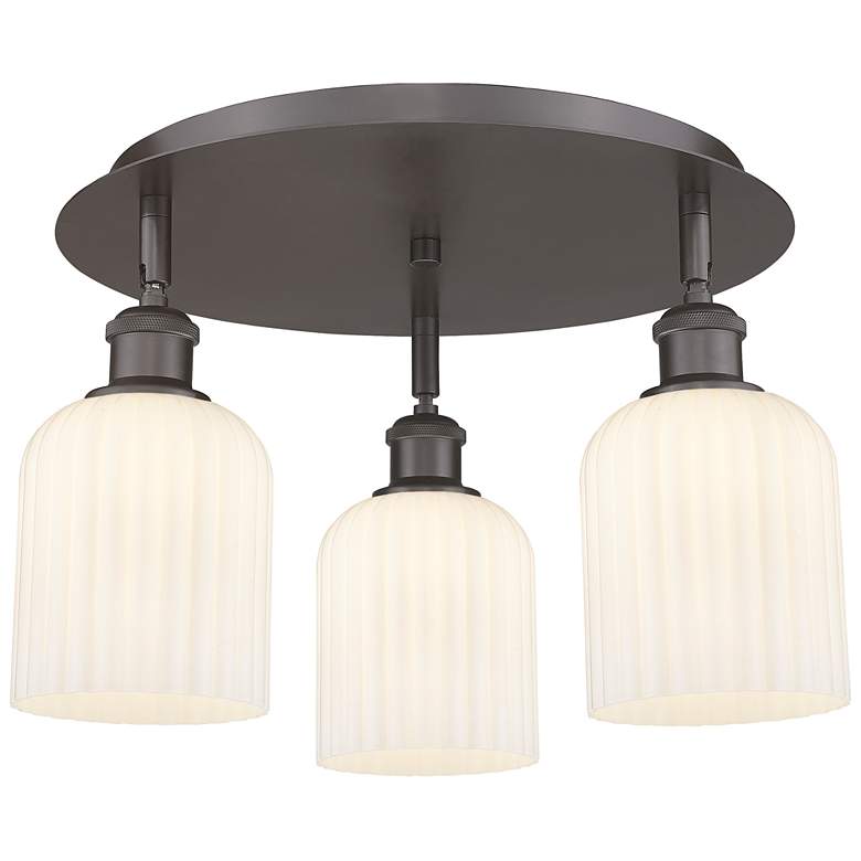 Image 1 Ballston Bridal Veil 17" 3 Light Flush Mount Bronze w/ White Shade