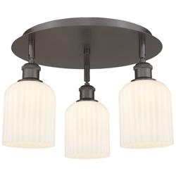 Ballston Bridal Veil 17" 3 Light Flush Mount Bronze w/ White Shade