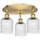Ballston Bridal Veil 17" 3 Light Flush Mount Brushed Brass Seedy Shade