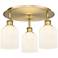Ballston Bridal Veil 17" 3 Light Flush Mount Brushed Brass w/ White Shade