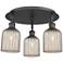 Ballston Bridal Veil 17" 3 Light Flush Mount Matte Black Mercury Shade