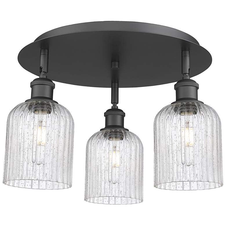 Image 1 Ballston Bridal Veil 17" 3 Light Flush Mount Matte Black Seedy Shade