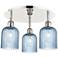 Ballston Bridal Veil 17" 3 Light Flush Mount Nickel w/ Princess Blue Shade