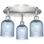 Ballston Bridal Veil 17" 3 Light Flush Mount Nickel w/ Princess Blue Shade
