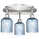 Ballston Bridal Veil 17" 3 Light Flush Mount Nickel w/ Princess Blue Shade