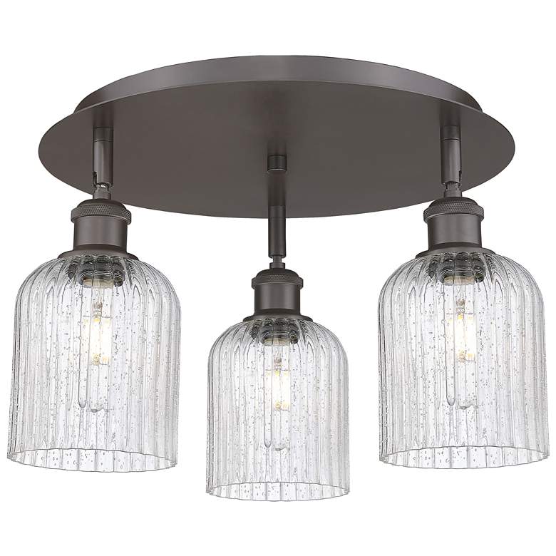 Image 1 Ballston Bridal Veil 17" 3 Light Flush Mount Oil Rubbed Bronze Seedy Shade