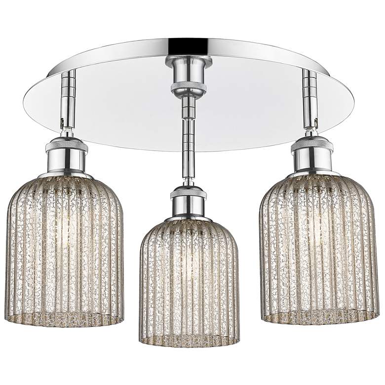 Image 1 Ballston Bridal Veil 17" 3 Light Flush Mount Polished Chrome Mercury Shade