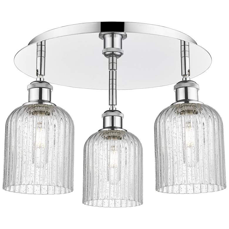 Image 1 Ballston Bridal Veil 17" 3 Light Flush Mount Polished Chrome Seedy Shade