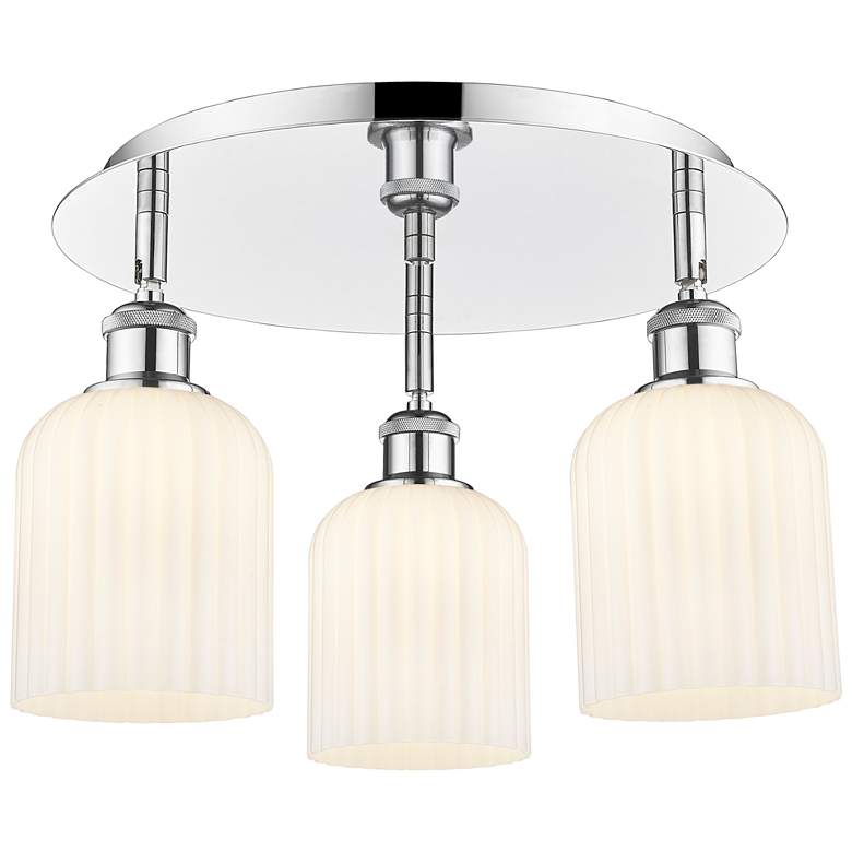 Image 1 Ballston Bridal Veil 17" 3 Light Flush Mount Polished Chrome w/ White Shade