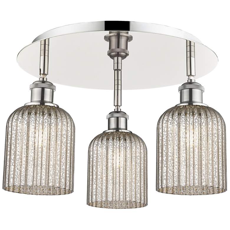 Image 1 Ballston Bridal Veil 17" 3 Light Flush Mount Polished Nickel Mercury Shade