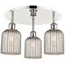 Ballston Bridal Veil 17" 3 Light Flush Mount Polished Nickel Mercury Shade