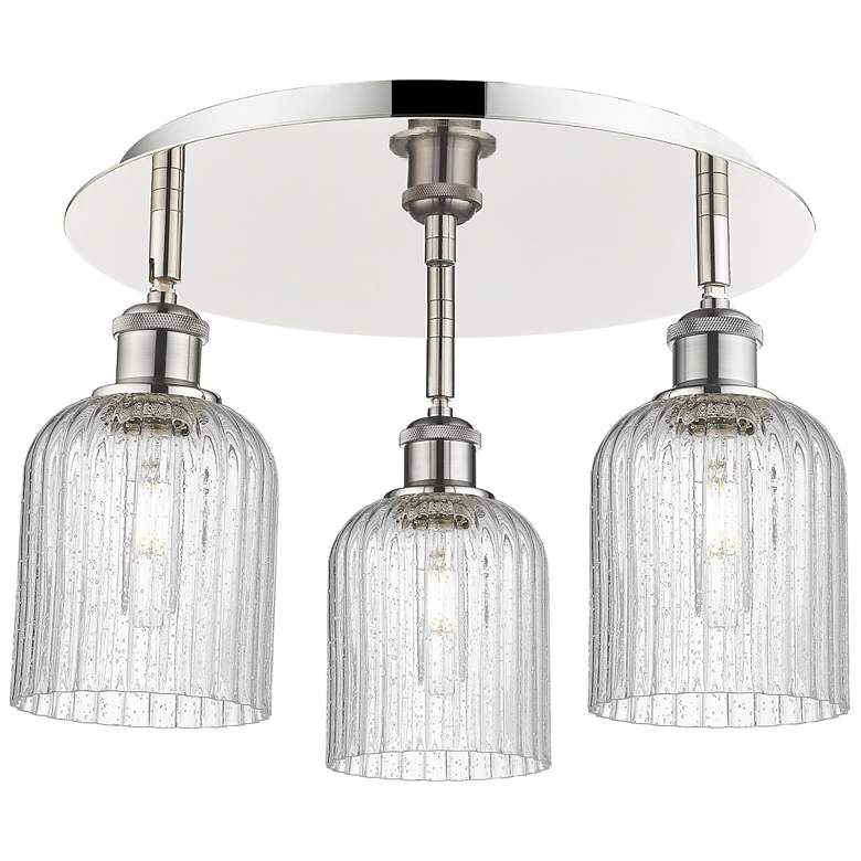 Image 1 Ballston Bridal Veil 17" 3 Light Flush Mount Polished Nickel Seedy Shade