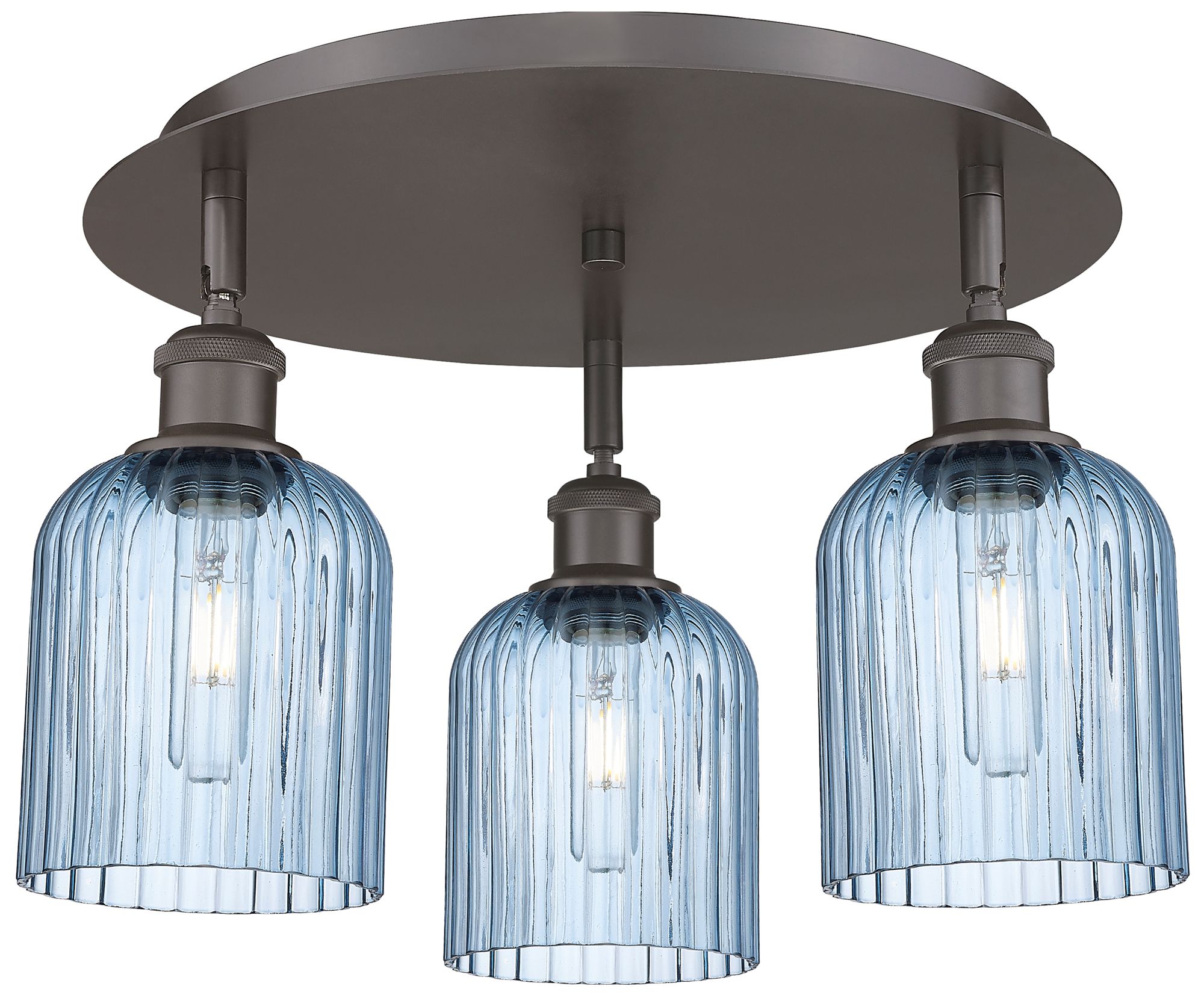 Ballston Bridal Veil 17" 3 Light Flush Mount Bronze w/ Princess Blue S