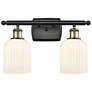 Ballston Bridal Veil 2 Light 15" Bath Vanity Black Brass Gloss White Shade