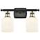 Ballston Bridal Veil 2 Light 15" Bath Vanity Black Brass Gloss White Shade