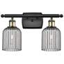 Ballston Bridal Veil 2 Light 15" Bath Vanity Black Brass Light Smoke Shade