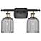 Ballston Bridal Veil 2 Light 15" Bath Vanity Black Brass Light Smoke Shade