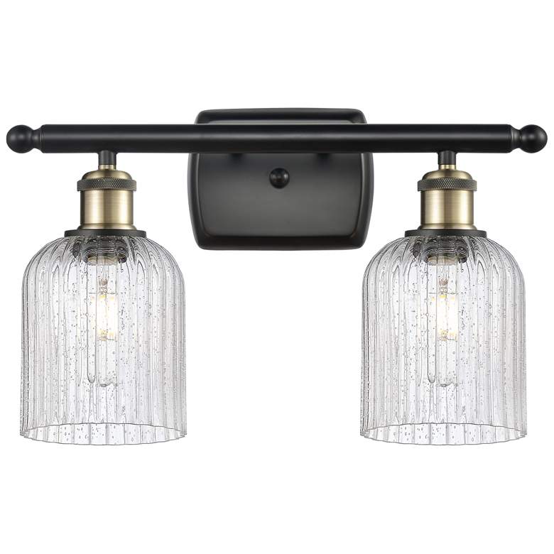 Image 1 Ballston Bridal Veil 2 Light 15" Bath Vanity Black Brass Seedy Shade