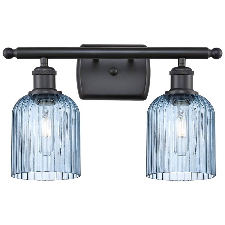 Image 1 Ballston Bridal Veil 2 Light 15" Bath Vanity Black Princess Blue Shade