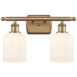 Ballston Bridal Veil 2 Light 15" Bath Vanity Brass Gloss White Shade
