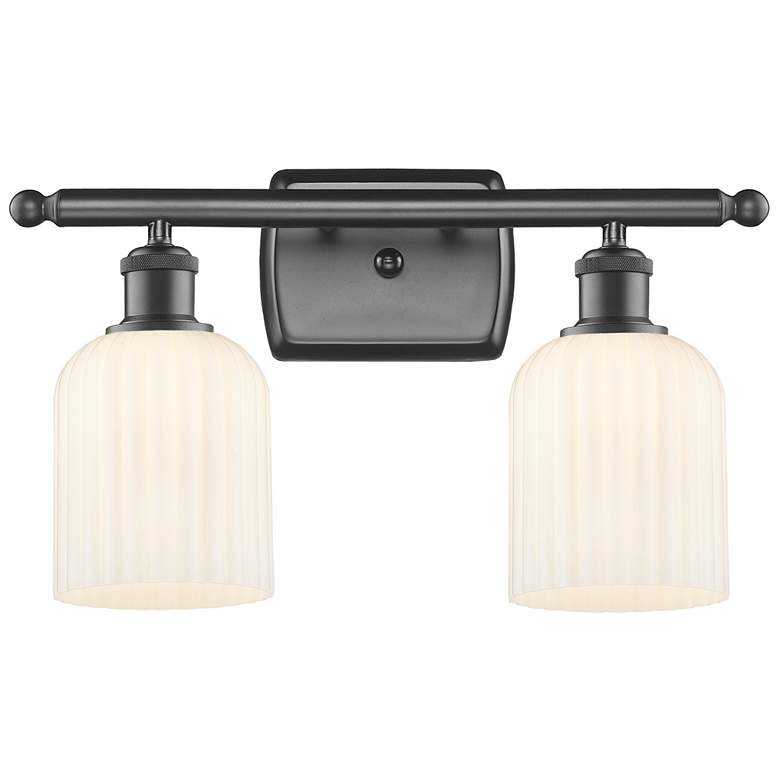 Image 1 Ballston Bridal Veil 2 Light 15" Bath Vanity Bronze Gloss White Shade