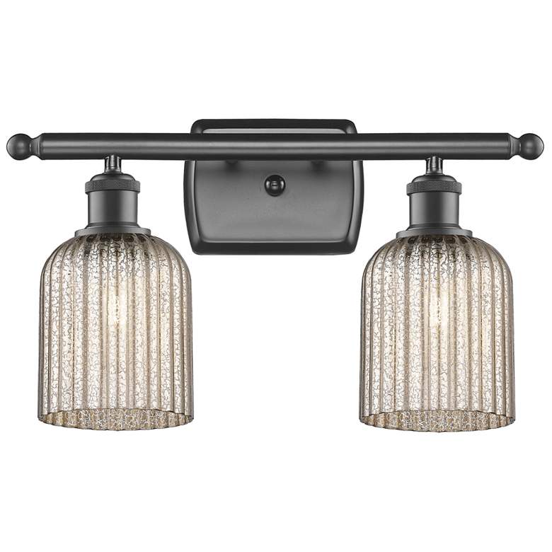 Image 1 Ballston Bridal Veil 2 Light 15" Bath Vanity Bronze Mercury Shade