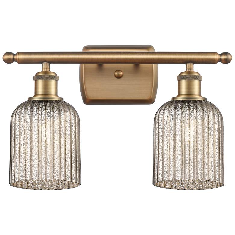 Image 1 Ballston Bridal Veil 2 Light 15" Bath Vanity Brushed Brass Mercury Shade