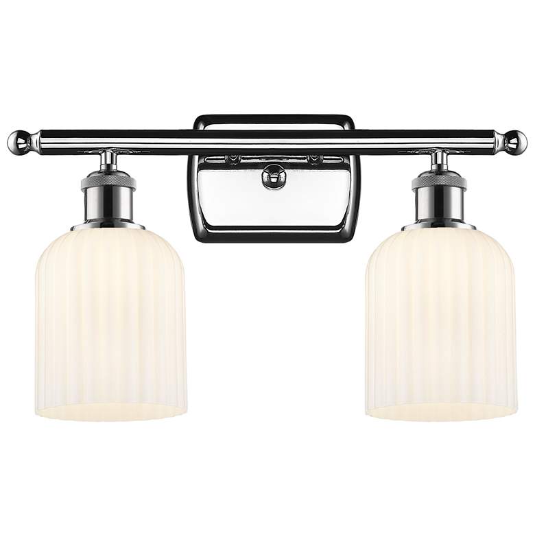 Image 1 Ballston Bridal Veil 2 Light 15" Bath Vanity Chrome Gloss White Shade