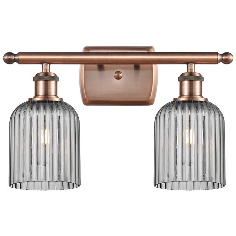 Image 1 Ballston Bridal Veil 2 Light 15" Bath Vanity Copper Light Smoke Shade