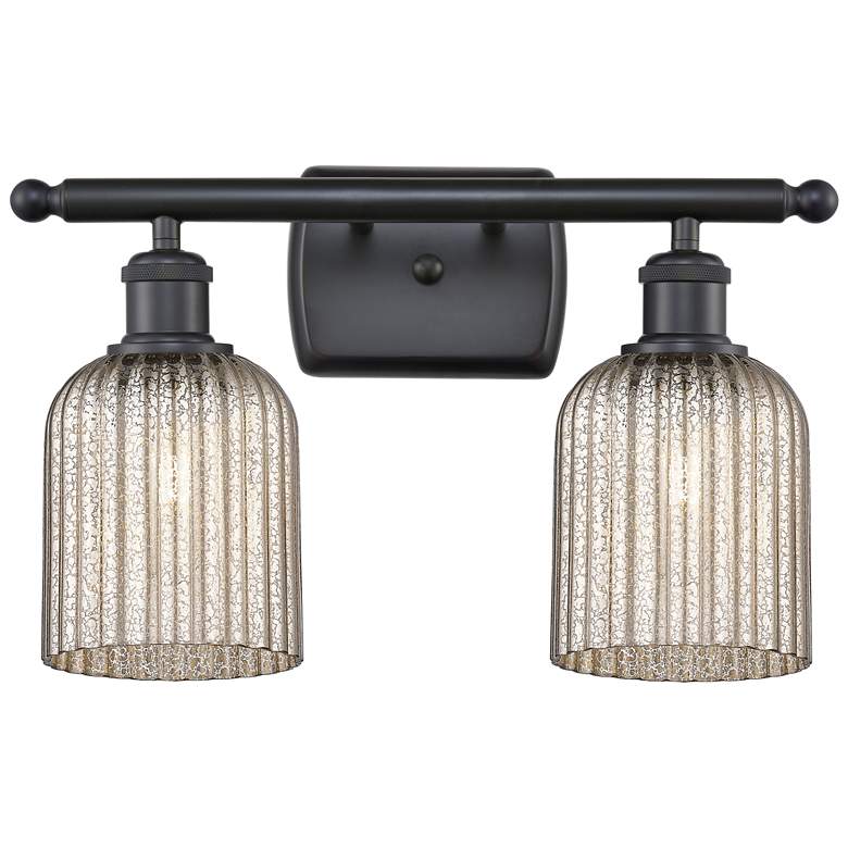 Image 1 Ballston Bridal Veil 2 Light 15" Bath Vanity Matte Black Mercury Shade