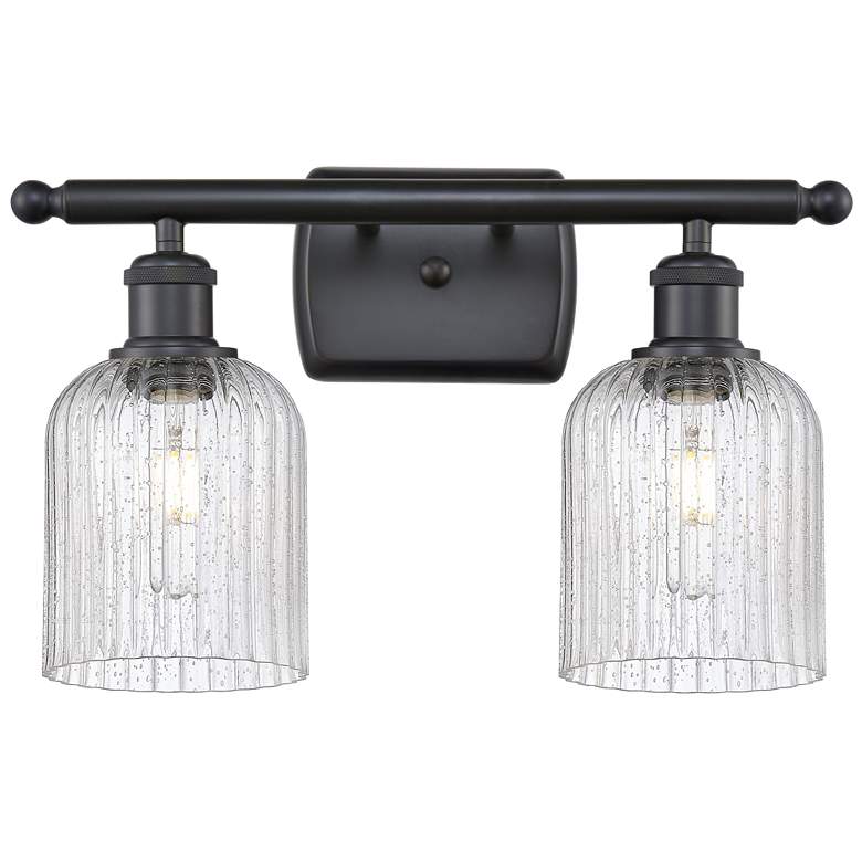 Image 1 Ballston Bridal Veil 2 Light 15" Bath Vanity Matte Black Seedy Shade
