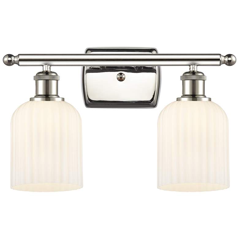 Image 1 Ballston Bridal Veil 2 Light 15" Bath Vanity Nickel Gloss White Shade