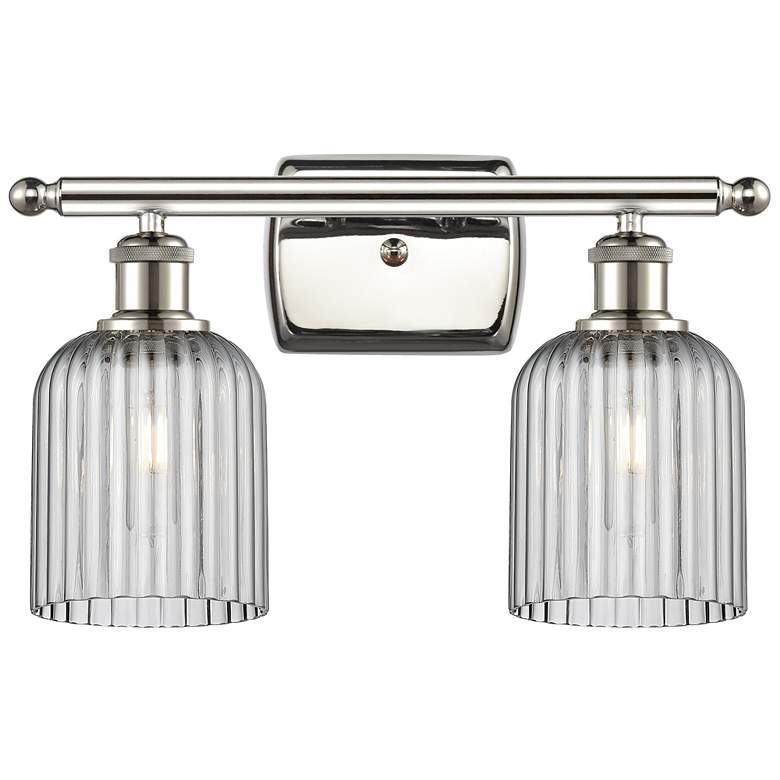 Image 1 Ballston Bridal Veil 2 Light 15" Bath Vanity Nickel Light Smoke Shade