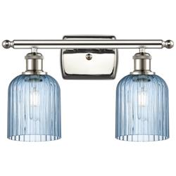 Ballston Bridal Veil 2 Light 15" Bath Vanity Nickel Princess Blue Shade