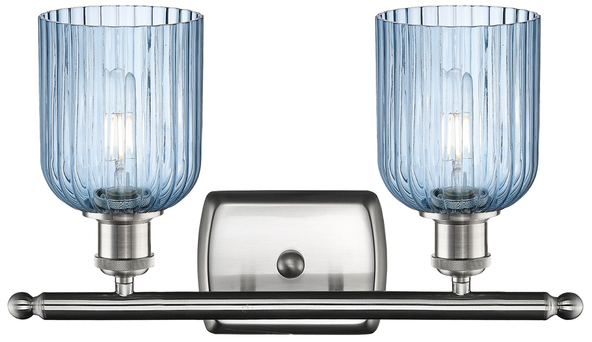 Image 2 Ballston Bridal Veil 2 Light 15" Bath Vanity Nickel Princess Blue Shade more views