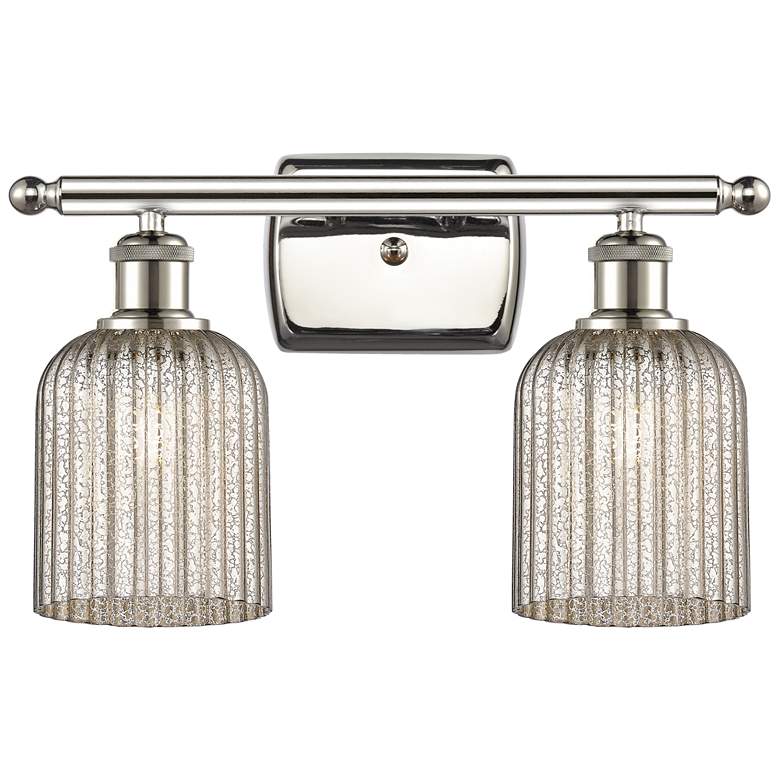 Image 1 Ballston Bridal Veil 2 Light 15" Bath Vanity Polished Nickel Mercury Shade