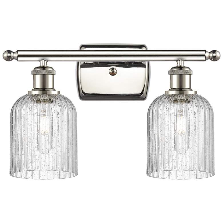 Image 1 Ballston Bridal Veil 2 Light 15" Bath Vanity Polished Nickel Seedy Shade