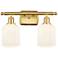 Ballston Bridal Veil 2 Light 15" Bath Vanity Satin Gold Gloss White Shade